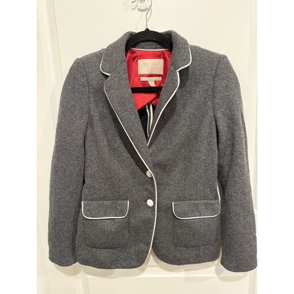 Banana Republic Womens Blazer Jacket Size 4 Gray Wool Blend Single Breasted - Picture 1 of 13